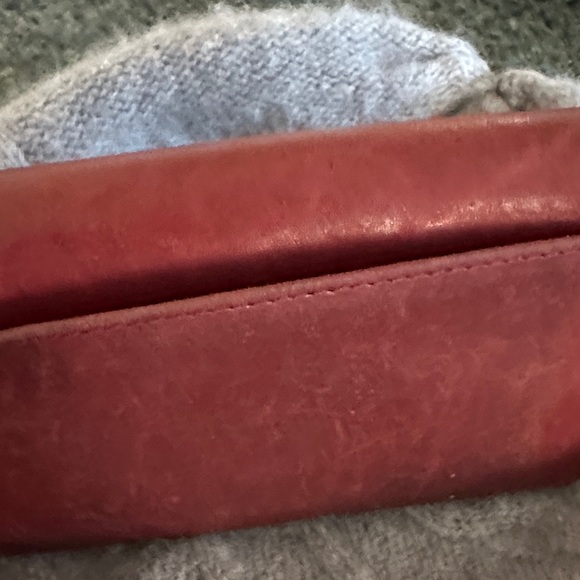 Lauren Ralph Lauren Vintage Supple Leather Small Red Brown Wallet Gold Emblem - Picture 5 of 6